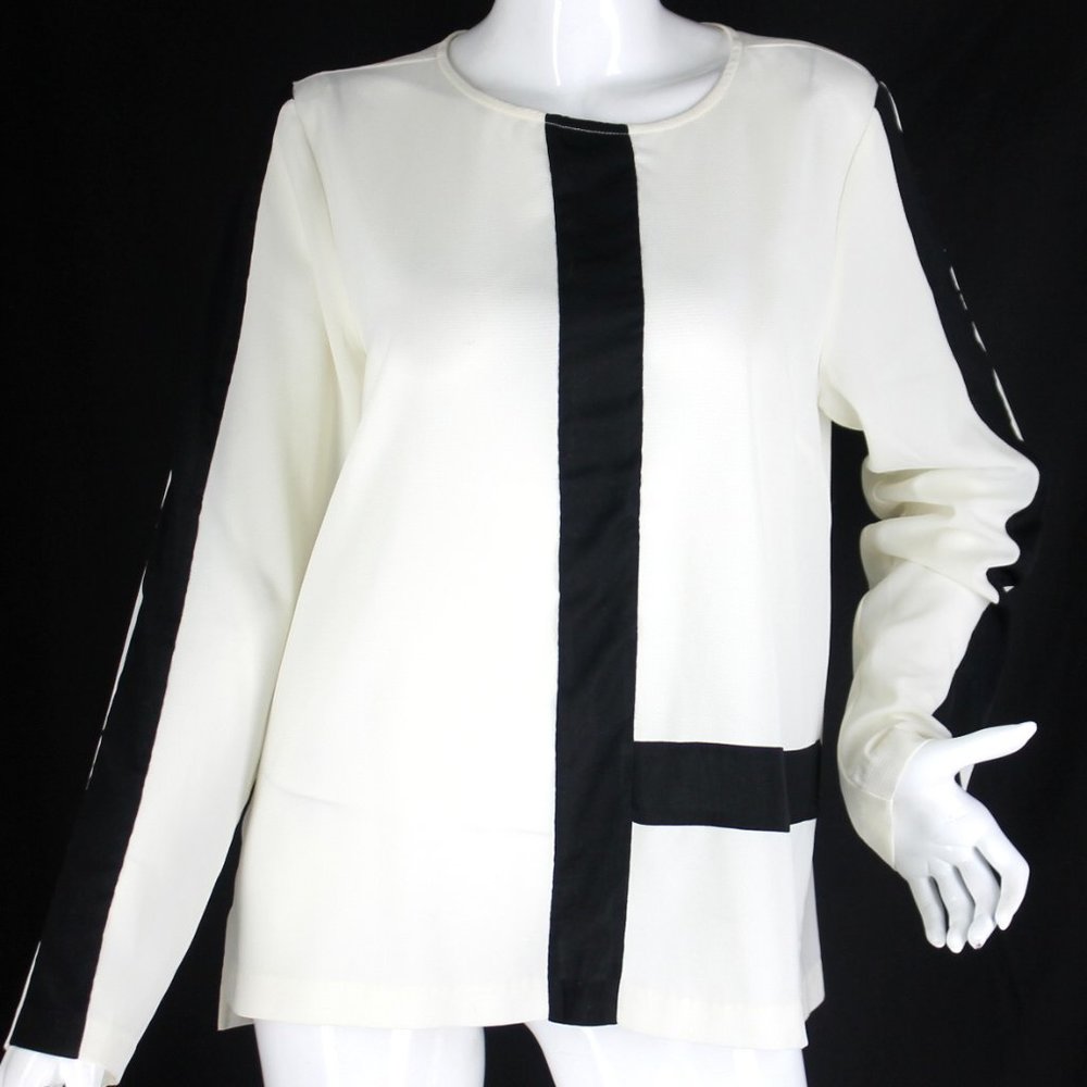 The Limited Blouse Ivory Black Colorblock Sz L